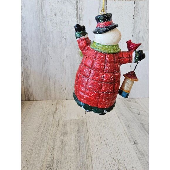 Jointed snowman birdhouse Cardinal red ornament Xmas tree - Picture 3 of 8